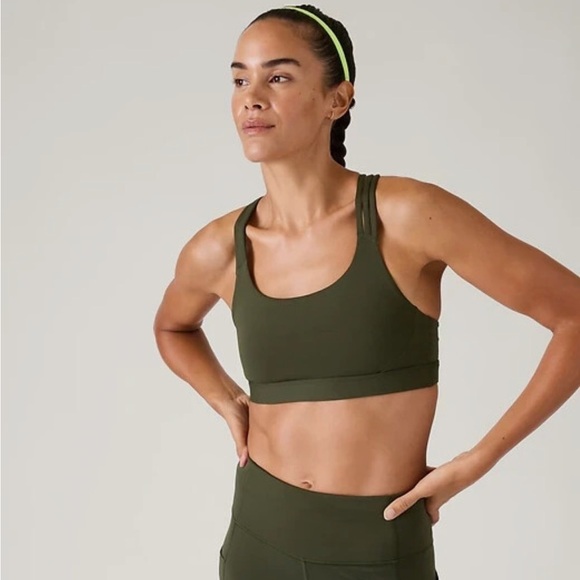 ATHLETA- S large Sports Bra Train Free Bra Aspen Olive Green - Picture 2 of 7